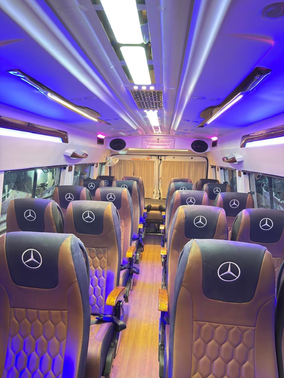 26 seater tempo traveller with luxury interior lighting
